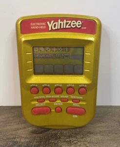 Vintage Yahtzee Electronic Handheld Game Gold Red Hasbro 2002 w Sound WORKING - Picture 1 of 6