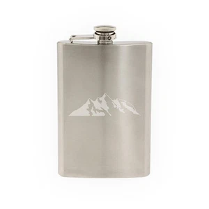 Landscape Decor - Mountain Range Silhouette Shadow Version 4-8 oz etched flask - Picture 1 of 1