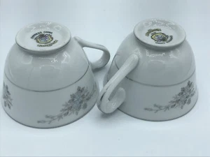 2 Coffee/tea cups Empress China Rhapsody Blue 1120 T Silver Trim Japan - Picture 1 of 13