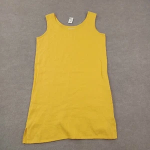 Vintage Jams World Shift Dress Womens Large Yellow Sleeveless Tank Linen Beach - Picture 1 of 8