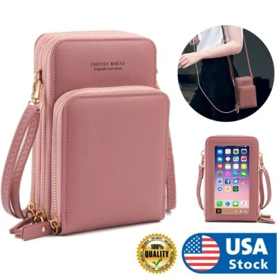 Women Cell Phone Purse with Touch Screen Leather Handbag Crossbody Shoulder Bag - Image 1 of 4