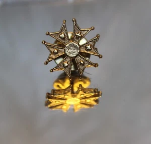 Vintage Malteser Kreuz PIN Hut Krawattennadel goldfarbene Brosche, 3/4" - Bild 1 von 6