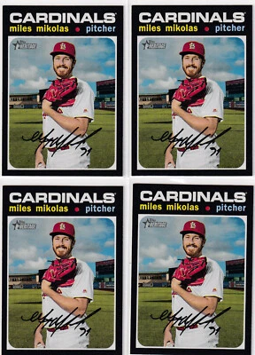 LOT (4) MILES MIKOLAS ST. LOUIS CARDINALS - 2020 TOPPS HERITAGE BASEBALL - P496 - Image 1 of 2