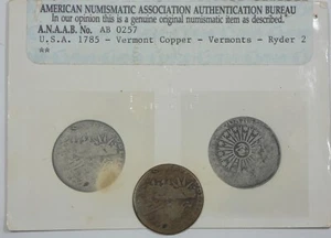 1785 Vermont Landscape Colonial Copper Coin GOOD/FINE w/ANA Authentication Cert - Picture 1 of 5