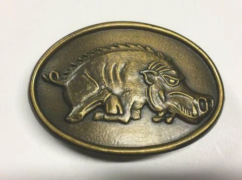 Vintage Arkansas Razorback Belt Buckle Sports New w/o Tags Estate Find WILD HOG! Cover