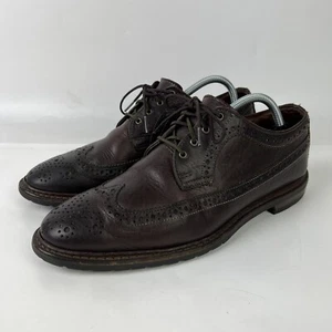 MEN'S BROOKS BROTHERS BROWN PEBBLED GRAIN WINGTIP OXFORD SHOES 10 D - Picture 1 of 14