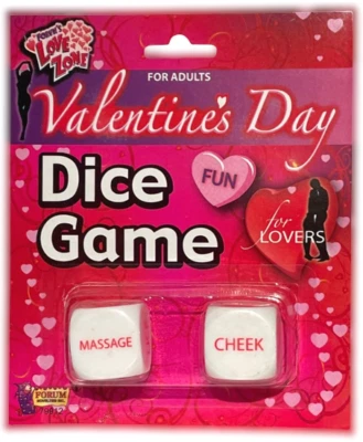 JUEGO DE DADOS AMANTES DEL DÍA DE SAN SAN VALENTÍN 2 Grandes Die Roll Amor Palabra Comandos Adultos Regalo Foto 1 de 4