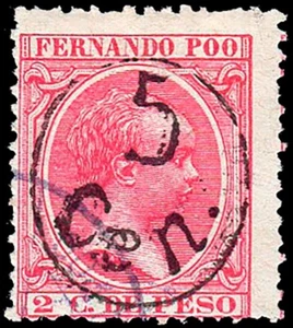 Fernando Poo - Edi o 40Ahcc - 1896/1990 - Alfonso XIII -Sobrecarga negra - Imagen 1 de 1