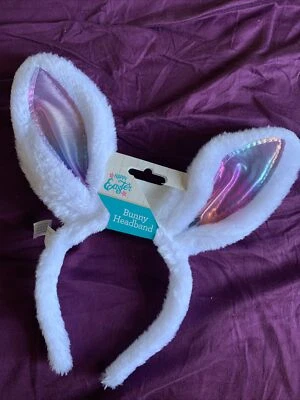 NWT Bunny Headband Faux Fur Shiny Pastel Colored Comfortable Ears - Image 1 of 4
