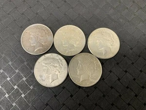 1922-1935 Silver Peace Dollar Culls Mixed Dates Lot of 5 Coins Free Shipping! - Picture 1 of 4