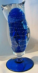 DE COLECCIÓN ITALIANO MURANO VIDRIO ARTÍSTICO BULLICANTE SUMERSO ESCULTURA BÚHO AZUL COBALTO #2 - Imagen 1 de 8