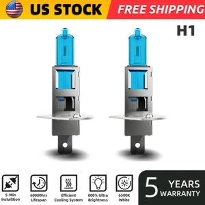 H1 Halogen Headlight Super Bright Bulbs Kit White 6000K Fog/High/Low Beam 2PCS - Picture 1 of 8
