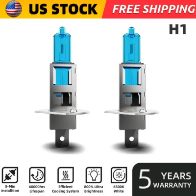 H1 Halogen Headlight Super Bright Bulbs Kit White 6000K Fog/High/Low Beam 2PCS - Image 1 of 4