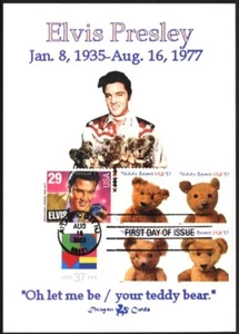 Sc. 3657 Elvis/Love/Teddy Bears Dragon Card FDC Super Combo! - Foto 1 di 1