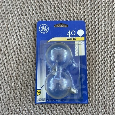 GE Crystal Clear 2 Count 40 Watt 320 Lumen G16 1/2 Candalabra Base 40GC CD2  - Image 1 of 2