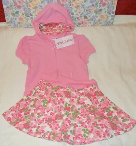 Boutique Pink Zebra Girls 2pc Knit Hoodie Top and Printed Skirt pink multi NWT 7 - Picture 1 of 3