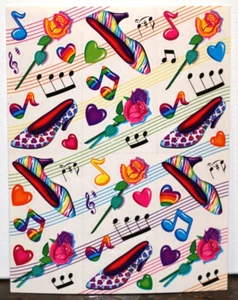 VINTAGE LISA FRANK STICKER SHEET COLORFUL ZEBRA LEOPARD HEELS ROSES ++ STICKERS - Bild 1 von 3