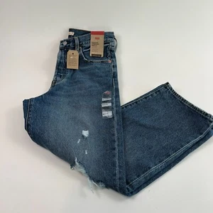 Levi's Women Ribcage Cropped Straight Ankle High Rise Button Fly Jeans Blue NWT - Picture 1 of 13