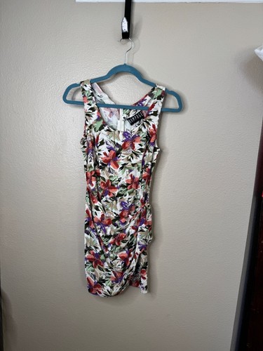 OFF WHITE Mini abito donna vintage Rampage bianco sporco floreale senza maniche