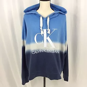 Calvin Klein Hoodie Sweatshirt Womens Size XXL Blue Tie Dye Ombre - Picture 1 of 13