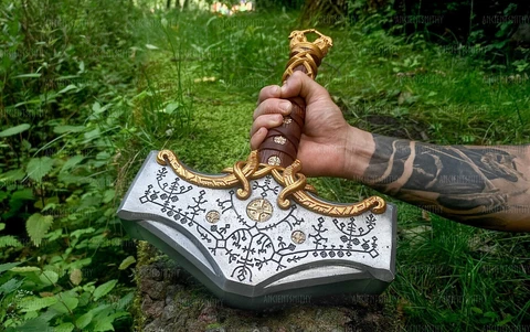 Kratos Hammer God of War, Mjolnir Metal Hammer, Thor War Hammer, LARP Hammer Cover
