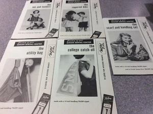 NEW UNUSED SINGER SEWING CENTER PATTERNS - ZIPPERED BIBS, UTILITY BAG, CATCH ALL - Picture 1 of 14