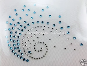 Hotfix Strass Bügelbild Motiv Ornament Welle Crystal/Aqua. Applikation 100405 - Bild 1 von 1