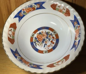 De Colección Tono China Tazón Floral Borde Dorado Azul Rojo - Hecho en Japón 7" - Pintado a Mano - Imagen 1 de 7