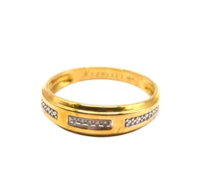 10K Gelbgold Andenken Herren Diamant Akzent Bandring - Größe 11 - 3,33 g - Bild 1 von 11