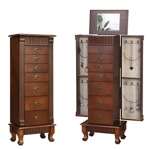 Jewelry Cabinet Armoire Box Storage Chest Stand Organizer Wood Christmas Gift - Picture 1 of 12