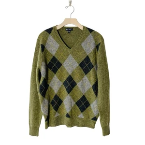 J. CREW Men's 100% Lambswool Argyle V-Neck Sweater Size Medium Academia Preppy - Picture 1 of 5