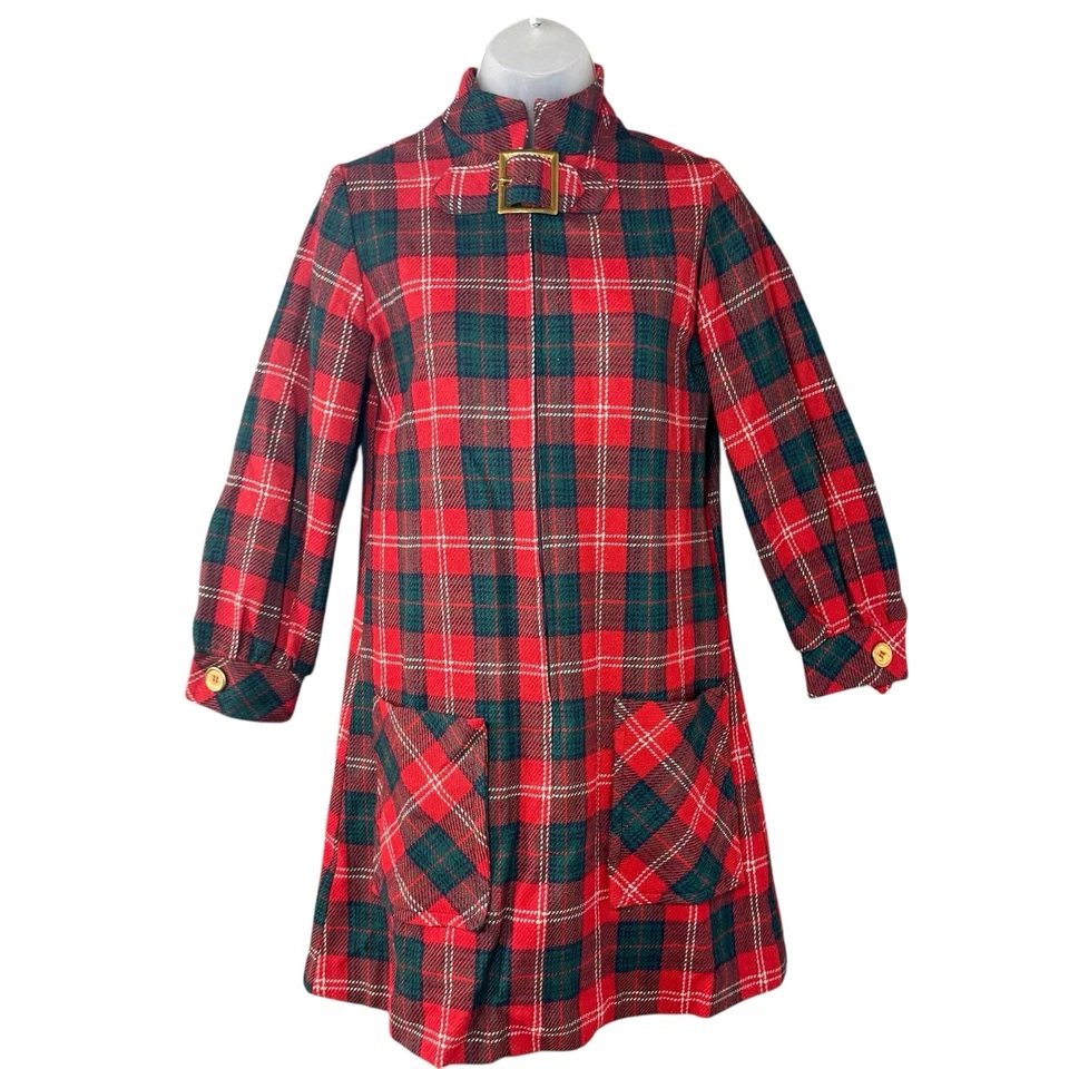 Mini Vestido Vintage Años 60 Lana Cuadros Mod Go-Go Pequeño Marsha Brady Madmen Foto 1 de 4