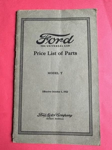 1922 FORD Listino Prezzi Automobile Ricambi Modello T Catalogo 1 Ottobre 1922 - Foto 1 di 5