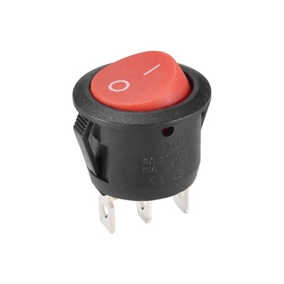 Bateau Interrupteur Bascule Rond Rouge 3Broche ON/OFF AC 250V/6A 125V/10A 1Pcs - Photo 1/4