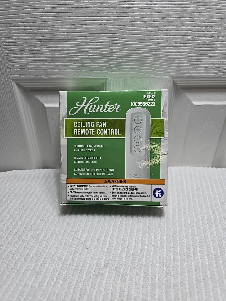 Hunter 99392 Ventilador de Techo Universal 3 Velocidades Control Remoto Portátil en Blanco Foto 1 de 4