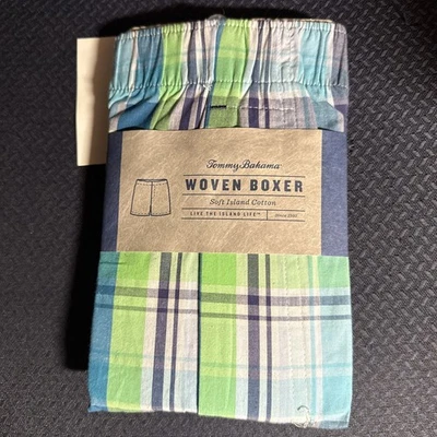 Tommy Bahama Verde A Cuadros Isla Suave Algodón Boxer Shorts Para Hombre Ropa Interior LG NUEVO CON ETIQUETAS Foto 1 de 3