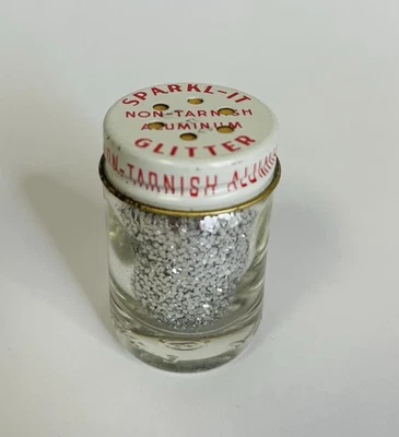 Brillo de aluminio sin deslustre Sparkl-It vintage - 1 tarro plateado con tapa de coctelera Foto 1 de 3