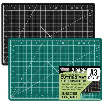Alfombra de corte de PVC de doble cara autocurativa de 5 capas VERDE/NEGRO 12" X 18" - Paquete de 2 Foto 1 de 4
