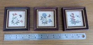 Bundle of 3 botanical prints. Small 4" X 4". Framed floral - Picture 1 of 5