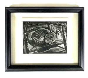 Druck der schlafenden Katze - schön gerahmt und fertig zum Aufhängen! - Bild 1 von 1