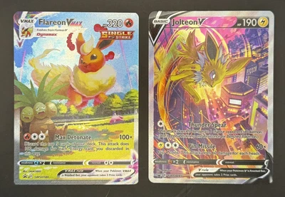 Flareon VMAX SWSH180 and Jolteon V SWSH183 Sword & Shield Promo Cards Holo - Image 1 of 4