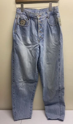 Pantalones de mezclilla vintage Manager Mocassino para mujer 30 lavado ligero tiro alto pierna recta Foto 1 de 4