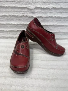 Zuecos Spring Step L'Artiste Burbank rojo cuero en relieve para mujer talla 37 (6,5) - Imagen 1 de 8