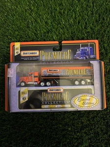 1998 Matchbox Premiere Collection Semi Truck PETERBILT 40' BOX TRAILER - Orange - Picture 1 of 2