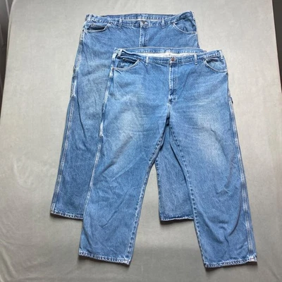 Lot of 2 Dickies Jeans Mens 50x32 Blue Carpenter Relaxed Fit Denim Workwear - Image 1 of 4