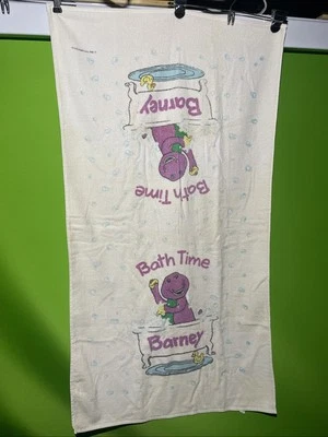 Vintage Barney Purple Dinosaur Bath Towel Bath Time Tub Bubbles - Image 1 of 2