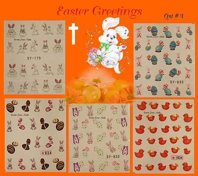 DRESS YOUR NAILS WATER DECALS Ostern Wasseraufkleber Nail Art Transfers Aufkleber Eier Küken Kaninchen Hase - #3