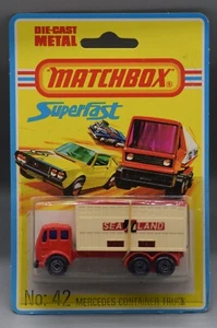1970s Lesney MATCHBOX Superfast #42 Mercedes Container Truck DIECAST sealed MOC - Picture 1 of 6