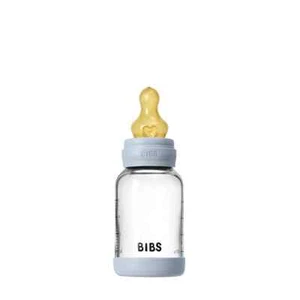 BIBS Baby Glass Bottle Complete Set Latex 110ml Blue Slow Flow Anti Colic - Picture 1 of 3