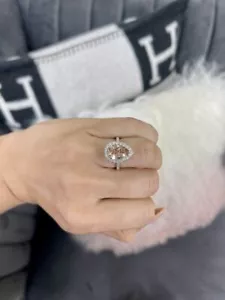 Anillo de compromiso de oro blanco de 14 k para mujer de diamantes... - Imagen 1 de 10